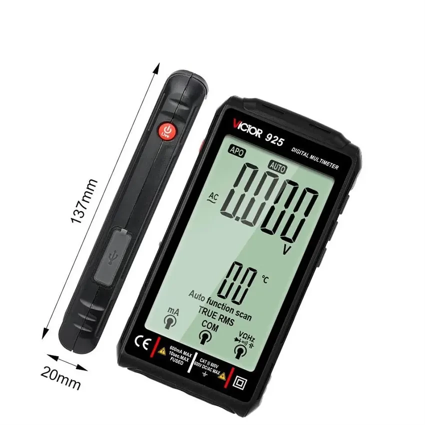 مولتی متر دیجیتال دستی با صفحه نمایش لمسی ویکتور مدل VICTOR VC-925