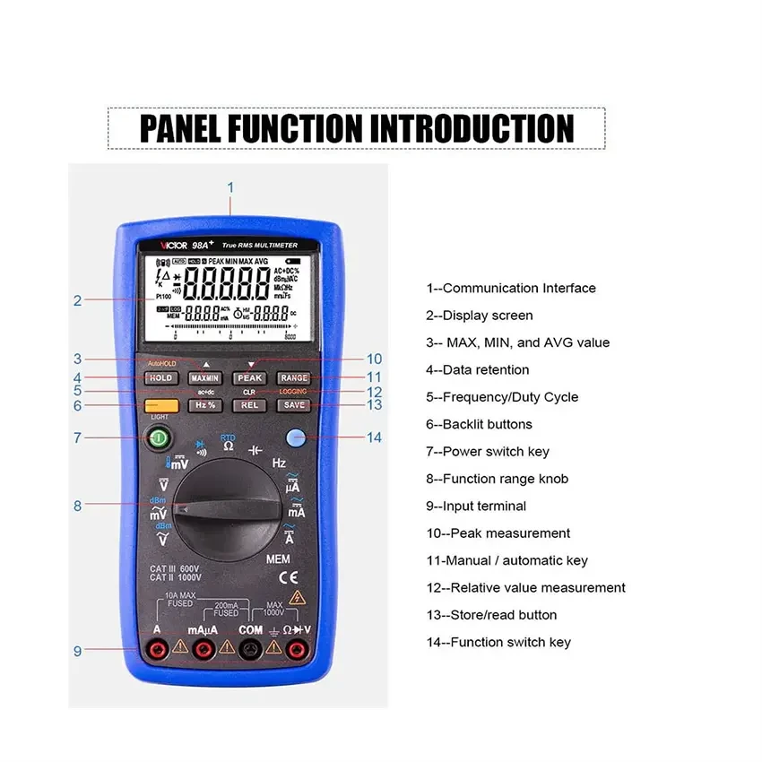مولتی متر دستی ویکتور مدل VICTOR VC-98A plus