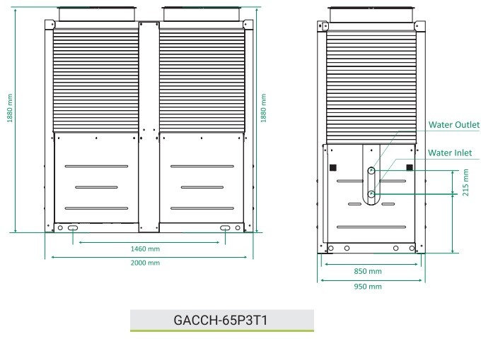چیلر مدولار گرین 18.5 تن تبرید مدل GACCH65P3T1