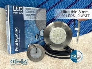 چراغ LED کوچک روکار با قاب استیل316 HQPOOL مدل Ultra Flat-HQ1010