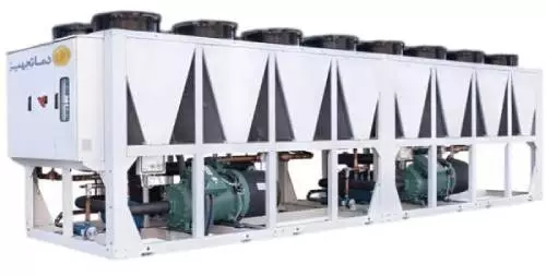 چیلر تراکمی هوایی اسکرو 350 تن تبرید بویلر صنعت مدل DTCHS350
