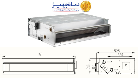 فن کویل سقفی توکار اسلیم 300CFM بویلر صنعت مدل DT.CF300