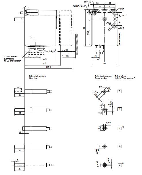 ابعاد موتور دمپر زیمنس sq70