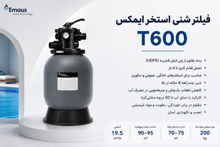 ویژگی های فیلتر شنی استخر ایمکس مدل T600 