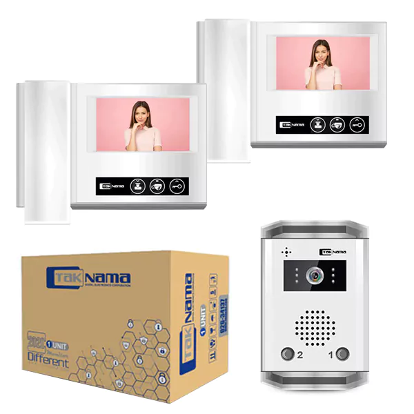 پکیج آیفون تصویری تکنما مدل D43 دو واحدی با پنل K-2UM