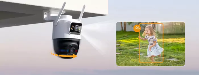 تعقیب سوژه دوربین وایرلس کروزر دو لنزه 5+5 مگاپیکسل imou Cruiser Dual