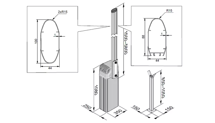 ابعاد راهبند زومر ASB-6010A