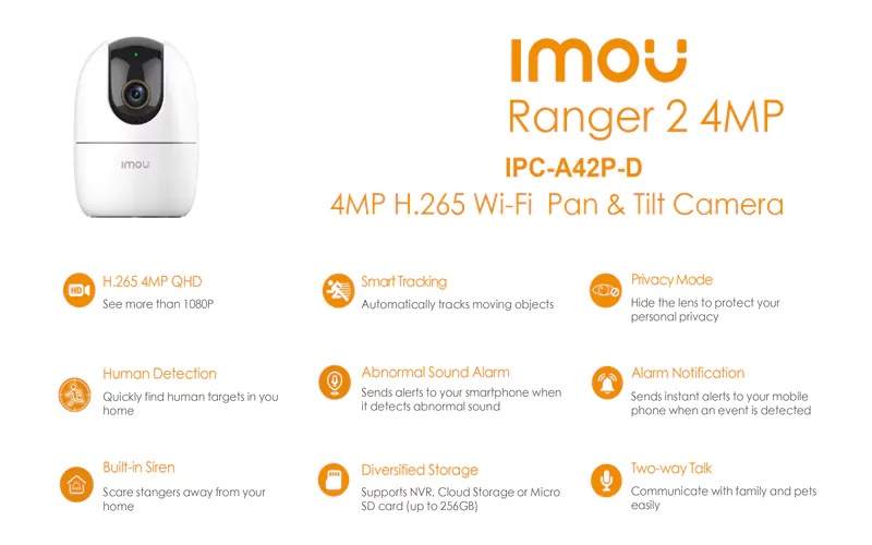 دوربین مداربسته وایرلس داهوا مدل Imou Ranger 2 با کیفیت 4 مگ