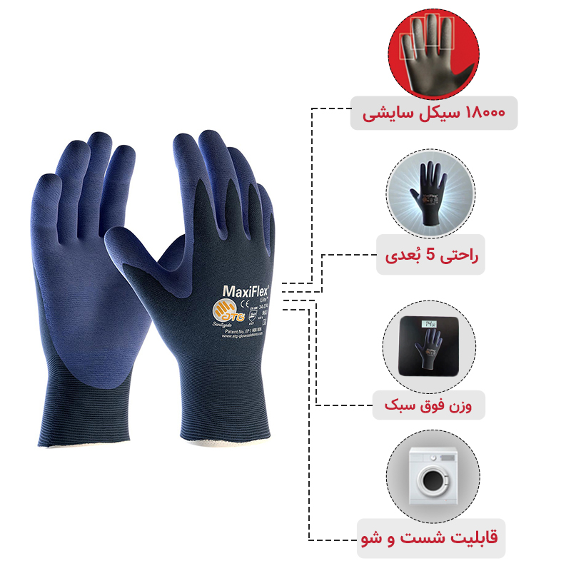 دستکش ATG مدل مونتاژکاری مکسی فلکس الیت – کف‌ مواد