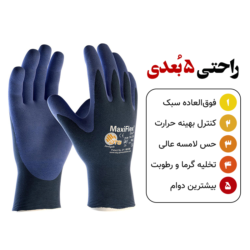 دستکش ATG مدل مونتاژکاری مکسی فلکس الیت – کف‌ مواد