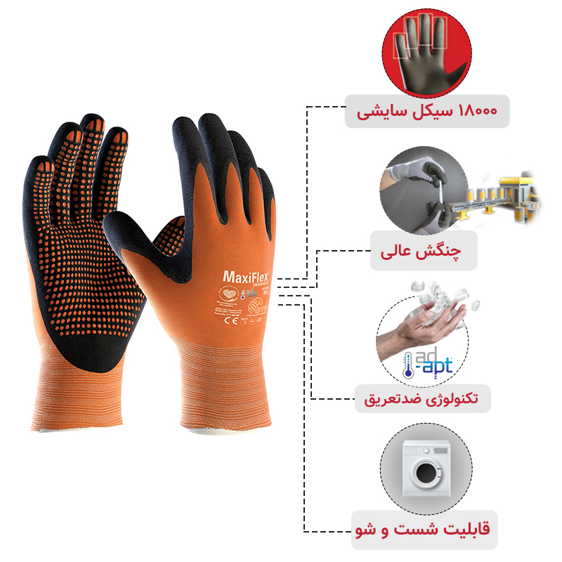 دستکش ATG مدل مونتاژکاری مکسی فلکس اندورنس – کف مواد