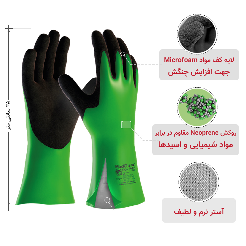 دستکش ATG مدل ضد اسید مکسی کم – ساق ۳۵ سانتی متری
