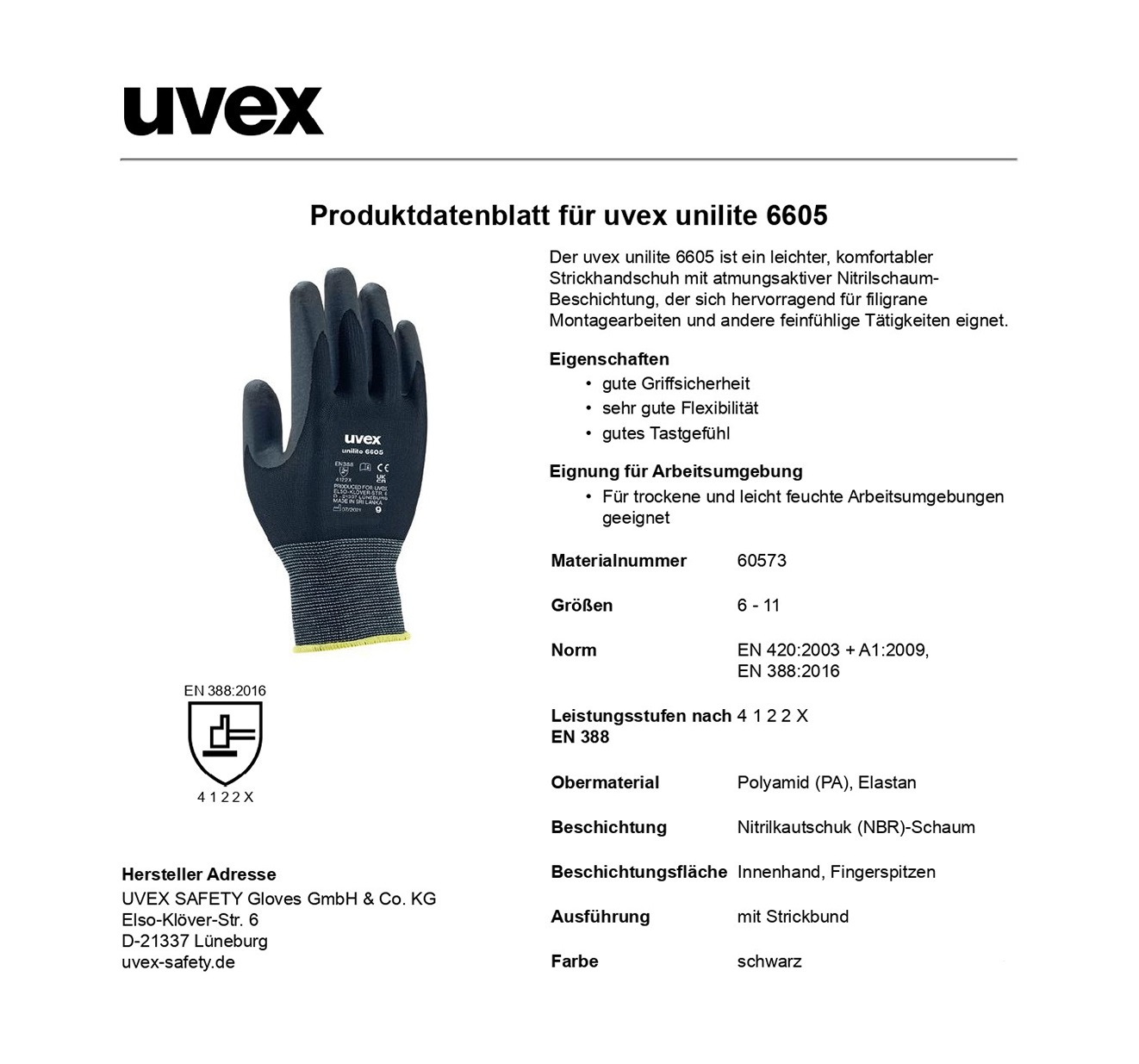 دستکش ایمنی UVEX مدل Unilite 6605