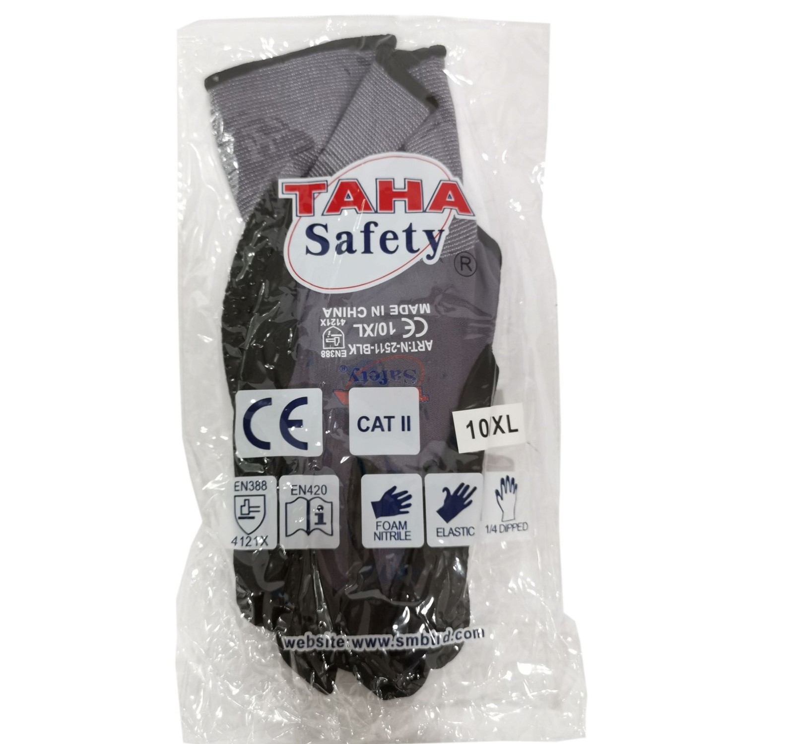دستکش ایمنی TAHA مدل کف فوم نیتریل خالدار کد N2511