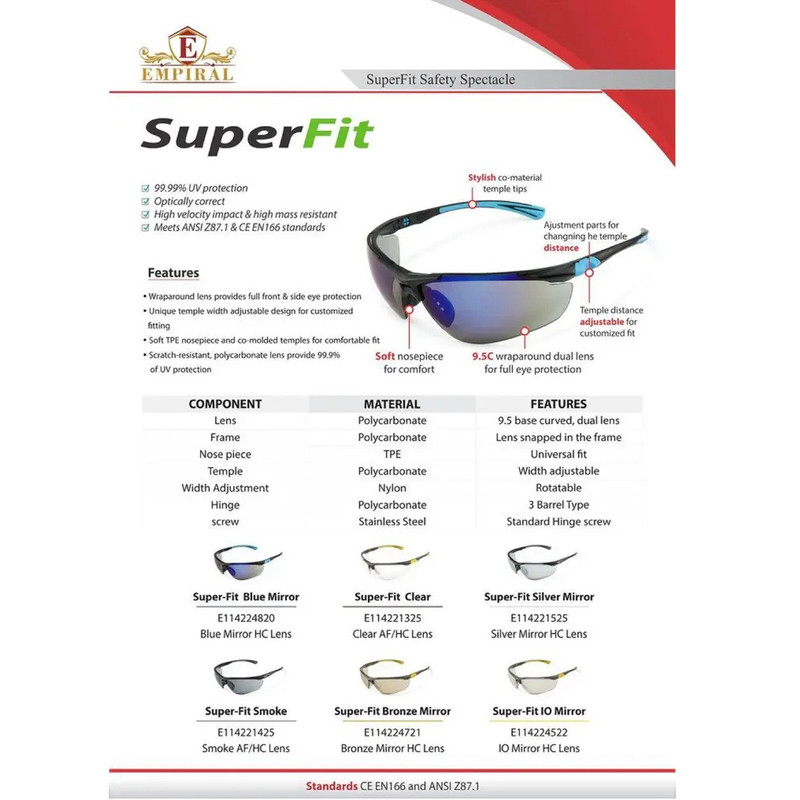 عینک ایمنی امپیرال مدل SUPER FIT