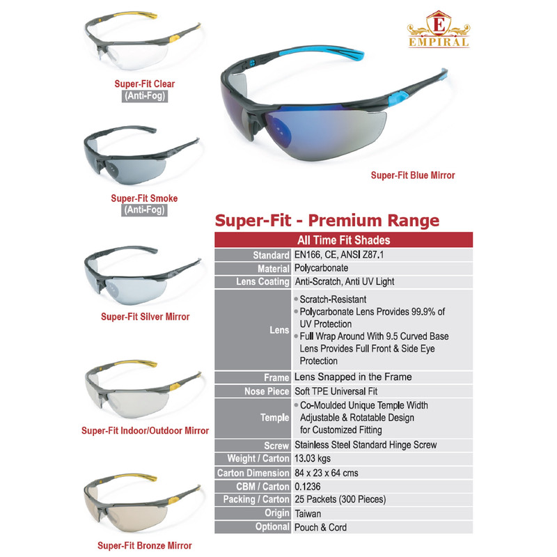 عینک ایمنی امپیرال مدل SUPER FIT
