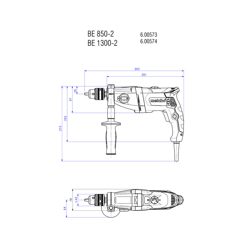 دریل گیربکسی متابو مدل BEV 1300-2