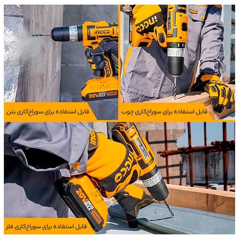 دریل پیچ گوشتی چکشی شارژی اینکو مدل CI-DLI-200215