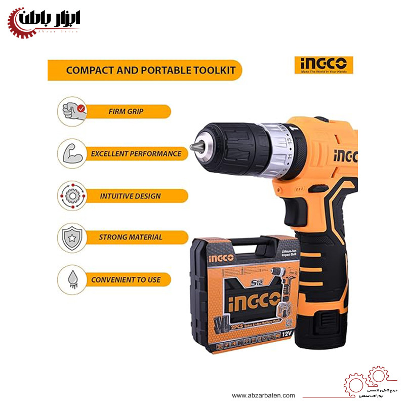 دریل پیچ گوشتی چکشی شارژی اینکو مدل CIDLI12328-12V