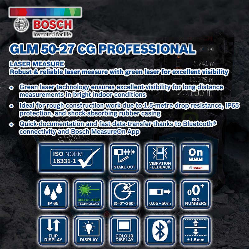 متر لیزری بوش مدل GLM 50-27 CG Professional