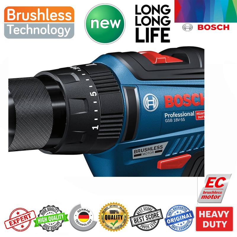 دریل پیچ گوشتی چکشی شارژی بوش مدل GSB 18V-50 EC brushless + 4 Extra