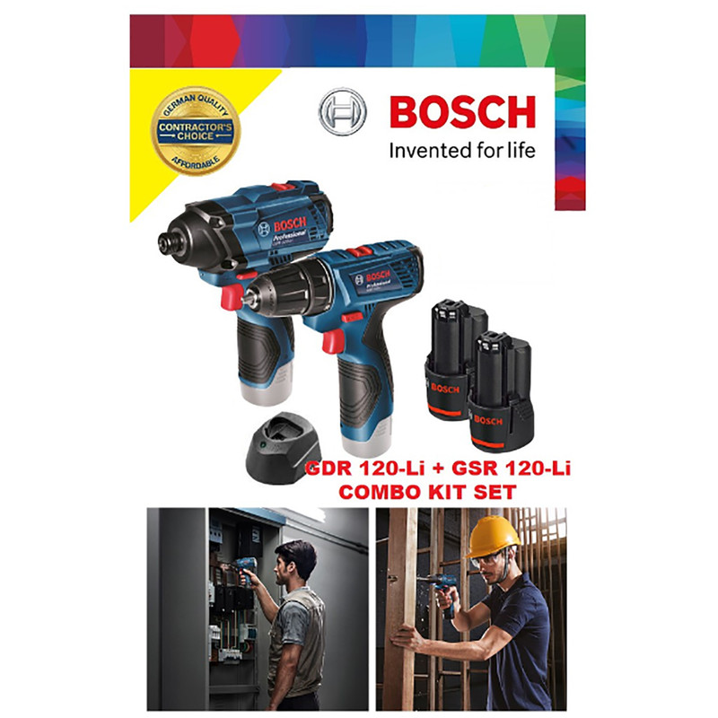 دریل پیچ گوشتی شارژی بوش مدل GDR 120 Li + GSR 120 Li مجموعه دو عددی