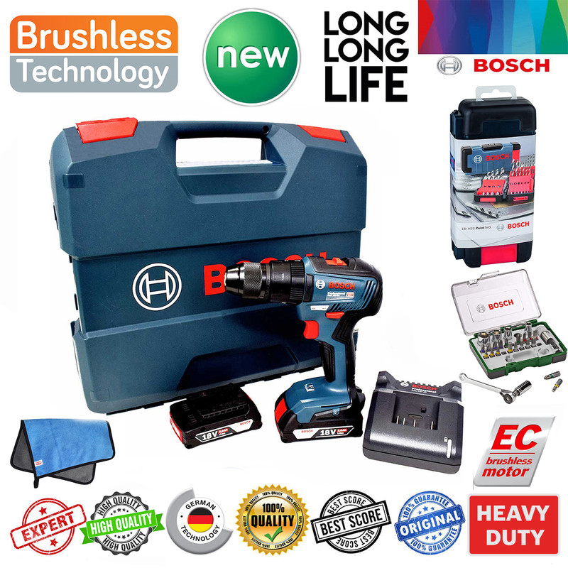 دریل شارژی چکشی بوش مدل GSB 18V-50 EC Motor + 3 Extra