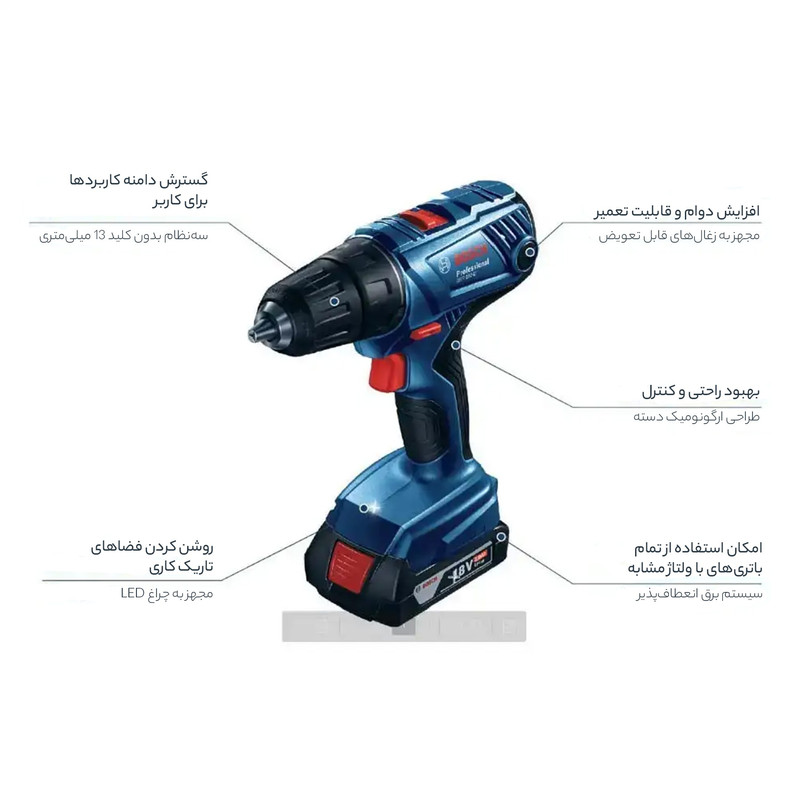 دریل پیچ گوشتی شارژی چکشی بوش مدل GSR 180 LI