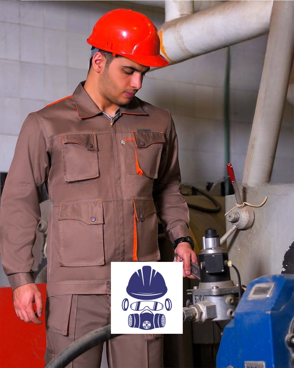 لباس کار پروشات مدل پولاد شکلاتی نارنجی