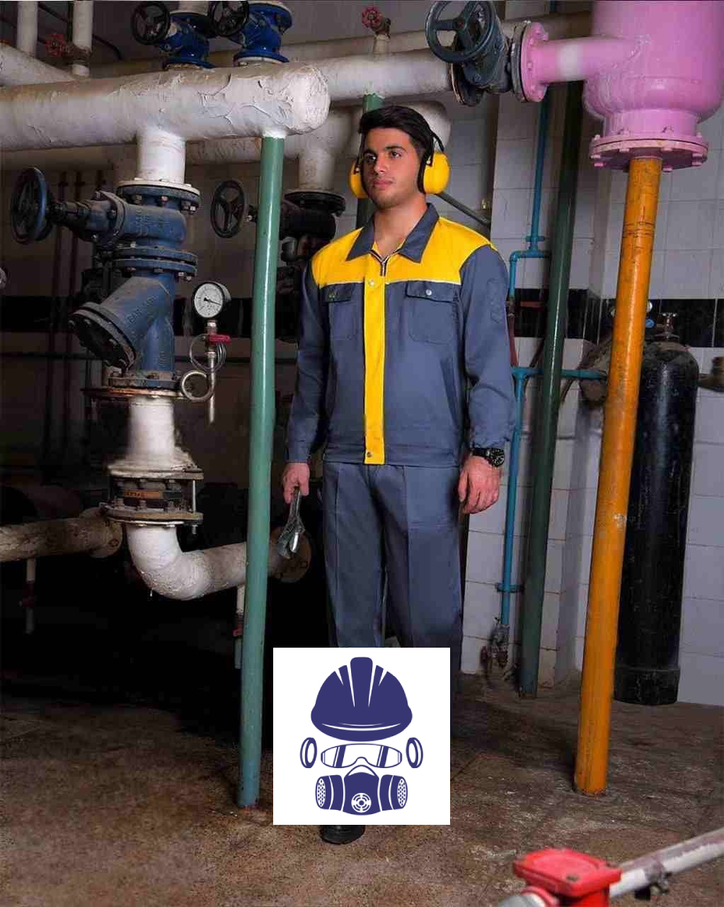 لباس کار پروشات مدل آریا طوسی زرد