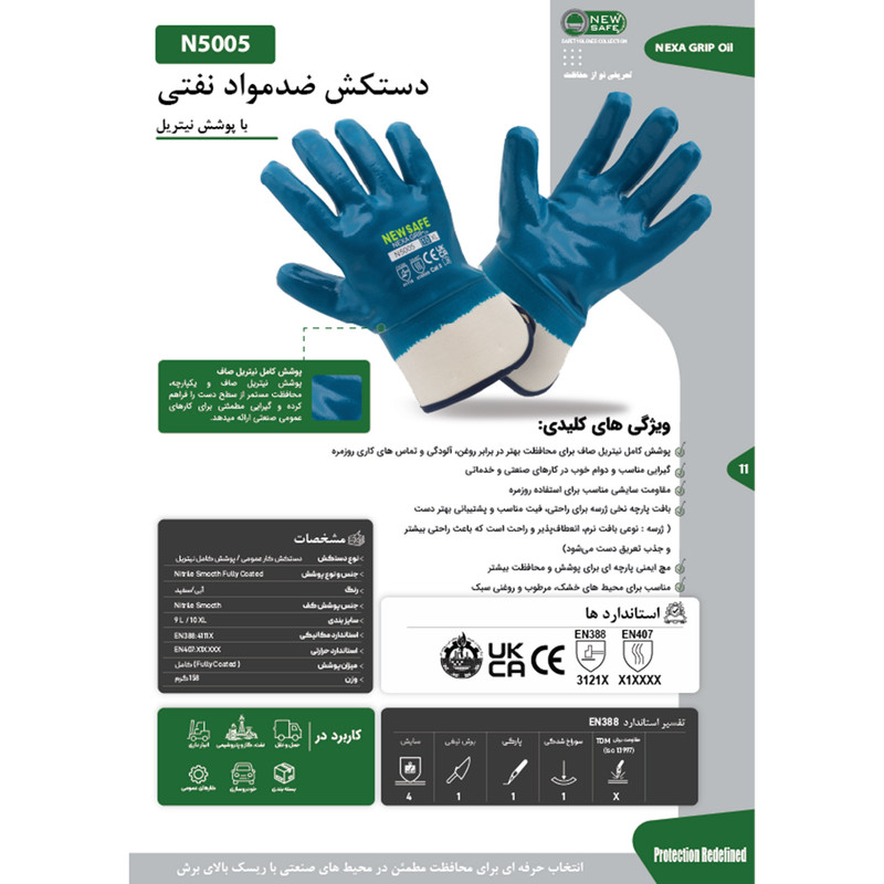 دستکش صنعتی نیوسیف مدل NEXAGRIPoil-N5005