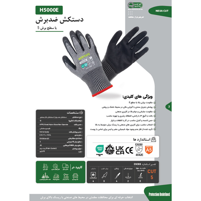 دستکش صنعتی نیوسیف مدل NEXACUT-H5000E