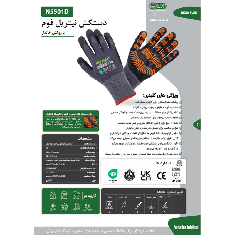 دستکش صنعتی نیوسیف مدل NEXAFLEX-N5501D