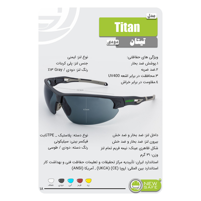عینک ایمنی نیوسیف مدل Titan
