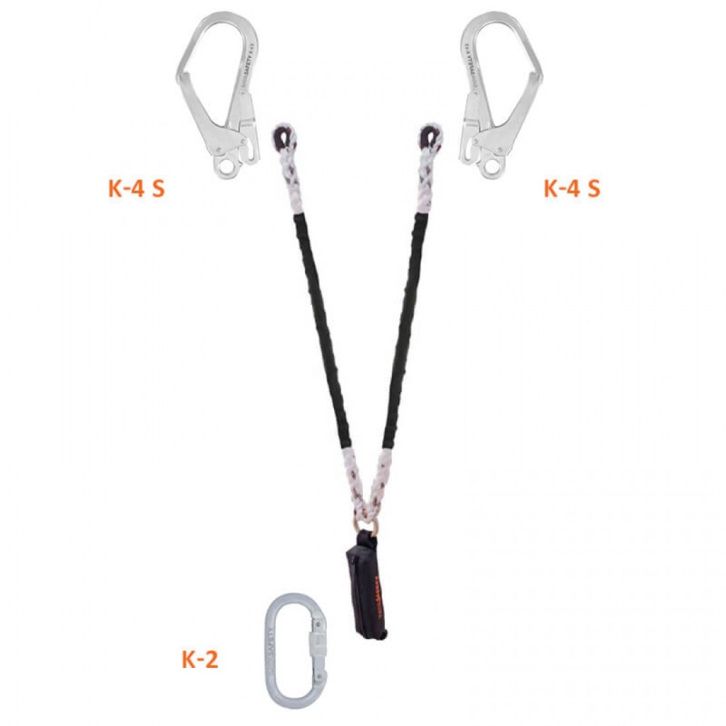 لنیارد طنابی دو شاخ شوک دار کایا سیفتی مدل E-3 T با قلاب K-65/K-2