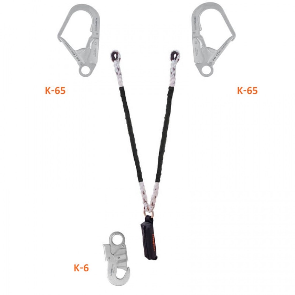 لنیارد طنابی دو شاخ شوک دار کایا سیفتی مدل E-3 T با قلاب K-4A/K-6