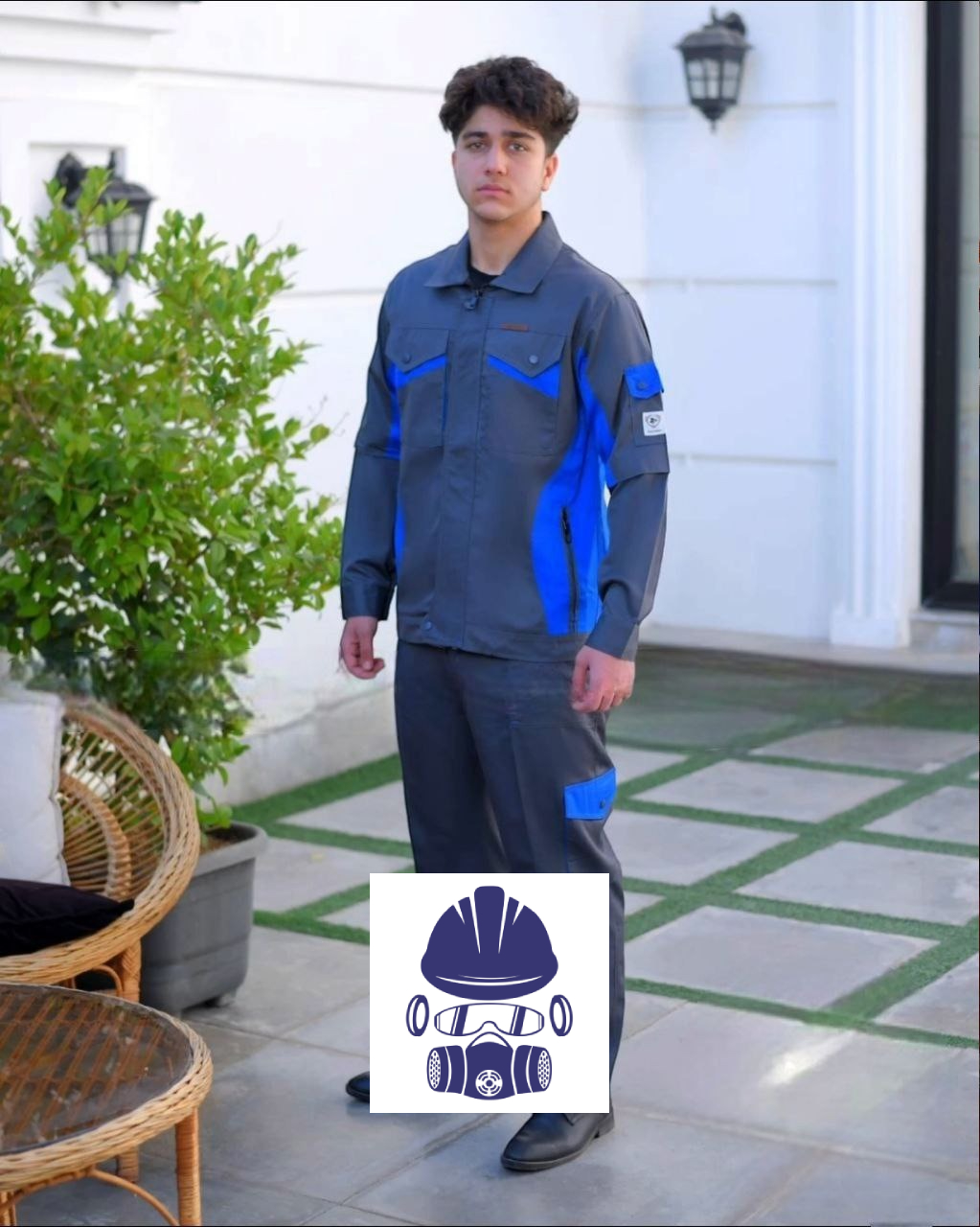 لباس کار پروشات مدل سپهر طوسی آبی