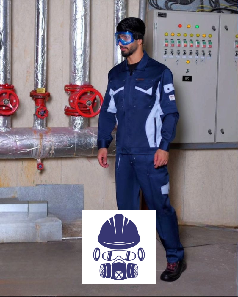 لباس کار پروشات مدل سپهر آبی نفتی استخوانی
