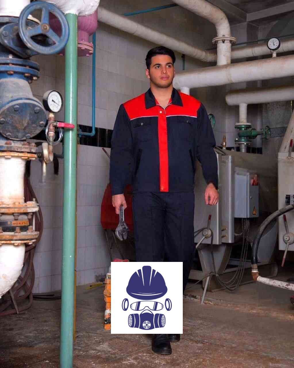 لباس کار پروشات مدل آریا سرمه ای قرمز